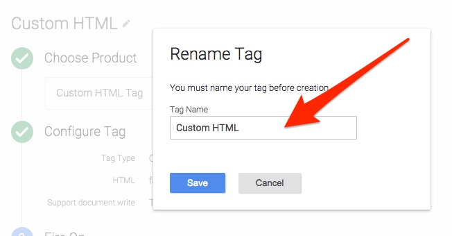 Rename your tag - GTM